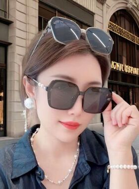 2025新款防紫外线珍珠偏光太阳镜女墨镜高级感显脸小圆脸紫色高清