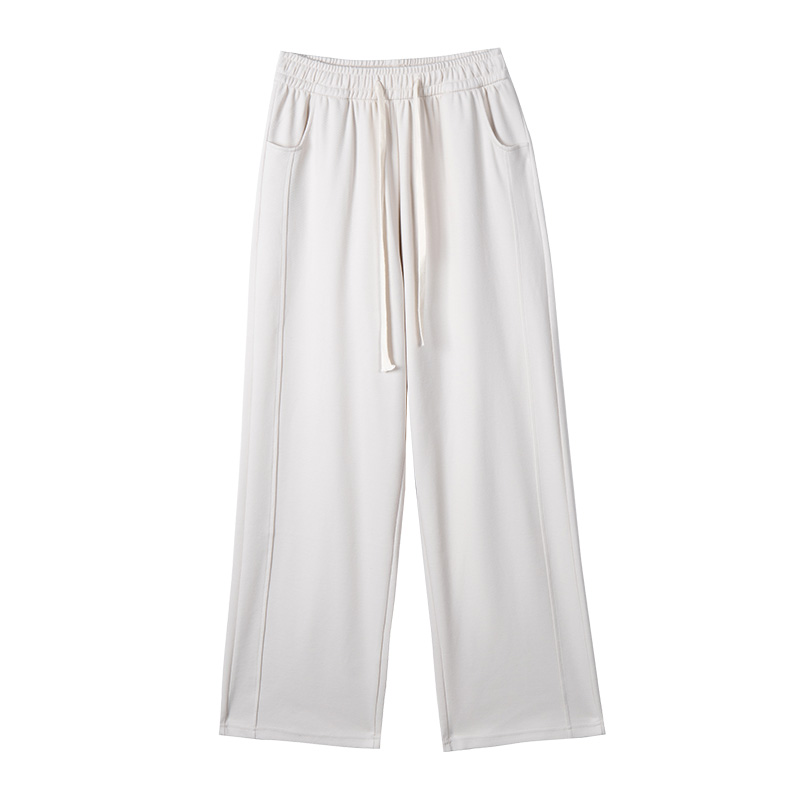 白色运动裤女2023新款高腰垂感休闲卫裤显瘦阔腿小个子香蕉裤身材