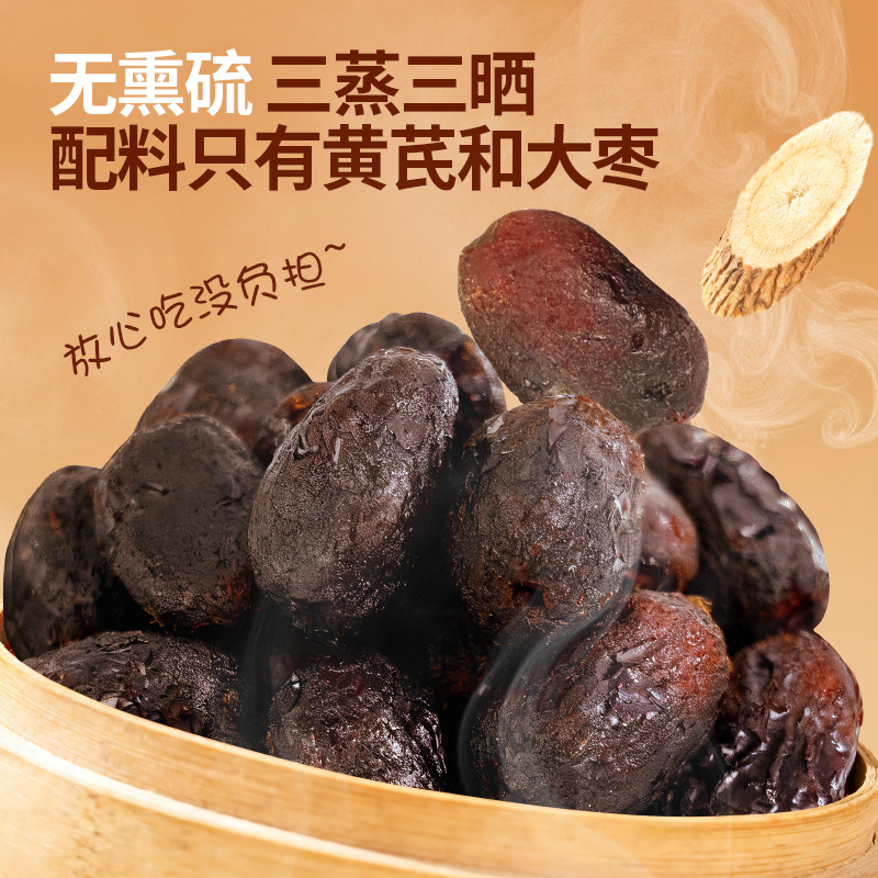 三蒸三晒特级黄芪蒸枣新疆去皮去核红枣即食特产灰枣休闲零食品 - 图1