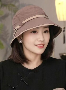 速干遮阳防晒帽春秋2026新款洋气渔夫帽凉帽遮脸太阳帽女可折叠