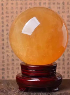 黄色水晶球中式黄色水晶球装饰