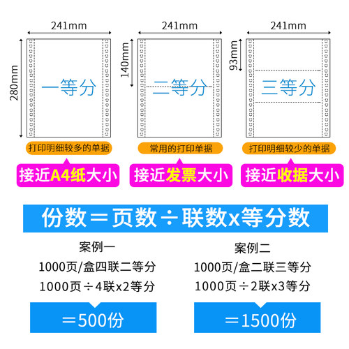 针式电脑打印纸三联二三等分二联三联单四联二三一等分两联241-五六联3联2等分发票清单送货打印机票据专用纸-图2