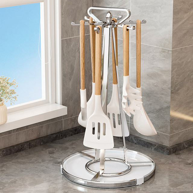 Kitchen rotary spatula rack drain rack spatula storage rack