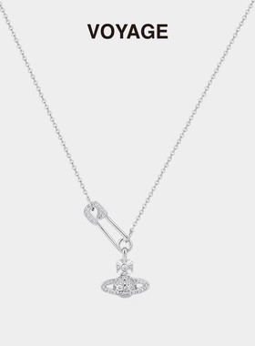 土星吊坠别针项链锁骨链秋冬配饰