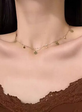 【摩卡可可】复古精致美拉德虎眼色吊坠项链双层叠戴锁骨链颈链