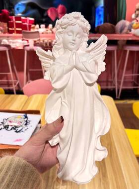 欧式复古天使摆件美式树脂石膏雕像雕塑小天使桌面装饰品道具客厅