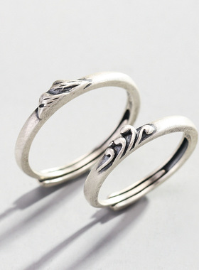 山盟海誓情侣戒指一对925银对戒女男简约个性简约设计礼物批发