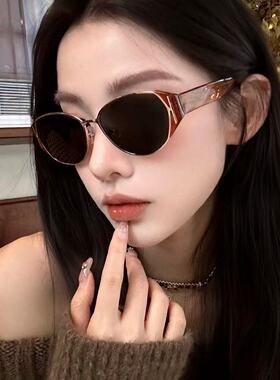 INS风时尚猫眼玳瑁色墨镜男女高品质板材尼龙镜片显脸小太阳镜