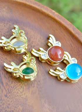 正品铜镶嵌玉髓吊坠圣诞系列鹿角简约森系玉坠小巧学生颈饰女气质