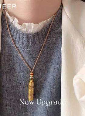 金光小胖福项链2025新款爆款国潮新中式锁骨链百搭金坨长命锁钛钢