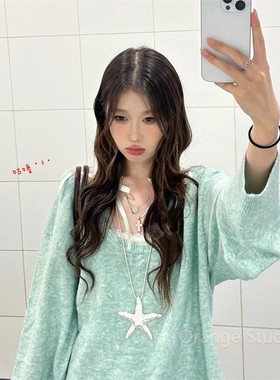 夏日银色不规则海星项链甜酷亚文化辣妹五角星锁骨链夸张十字架