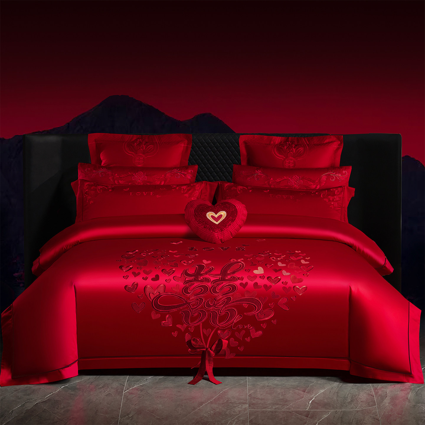 高档婚庆四件套大红龙凤刺绣新婚嫁礼房结婚床上用品喜庆被单床笠,淘宝优惠券,粉丝福利购,淘宝优惠卷