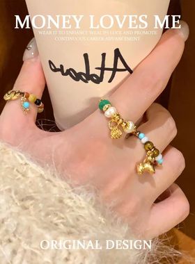 马上有钱~钱币小马戒指女2026马年本命年设计款新中式指环