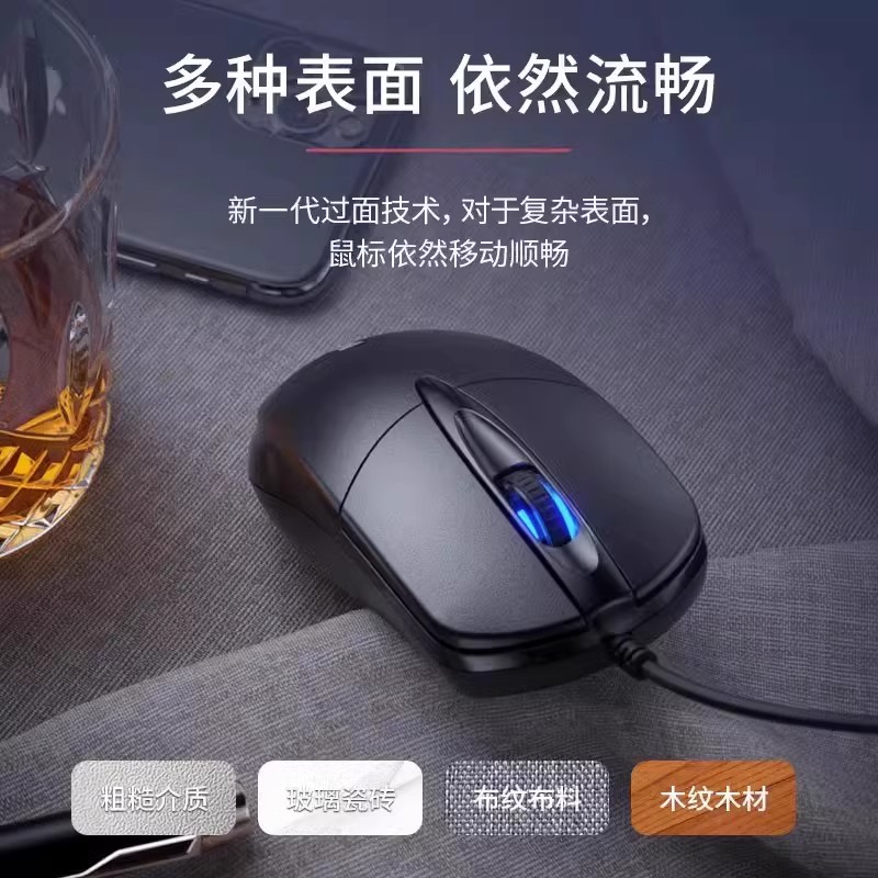 usb有线鼠标办公家用超静音适用联想华硕戴尔笔记本台式电脑无声