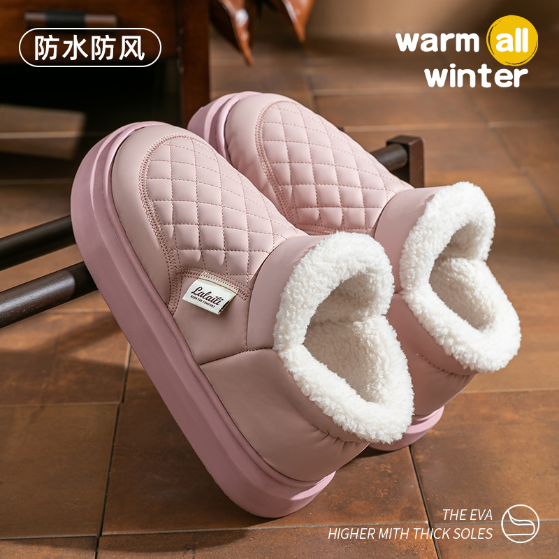 全包跟棉拖鞋女士冬季外穿2025新款家居室内加绒加厚防水棉鞋男款 - 图0