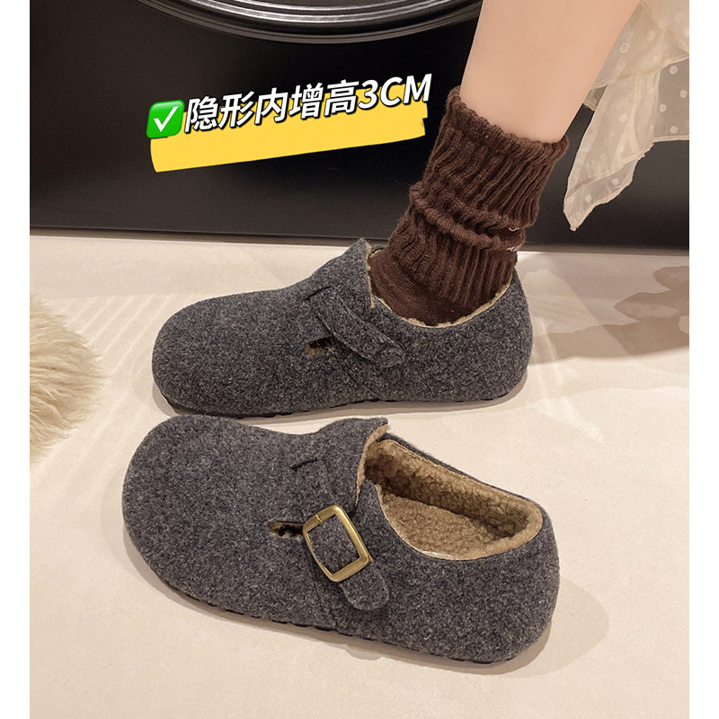 灰色勃肯鞋女鞋子2025秋冬新款爆款一脚蹬懒人鞋加绒博肯棉鞋平底,淘宝优惠券,粉丝福利购,淘宝优惠卷