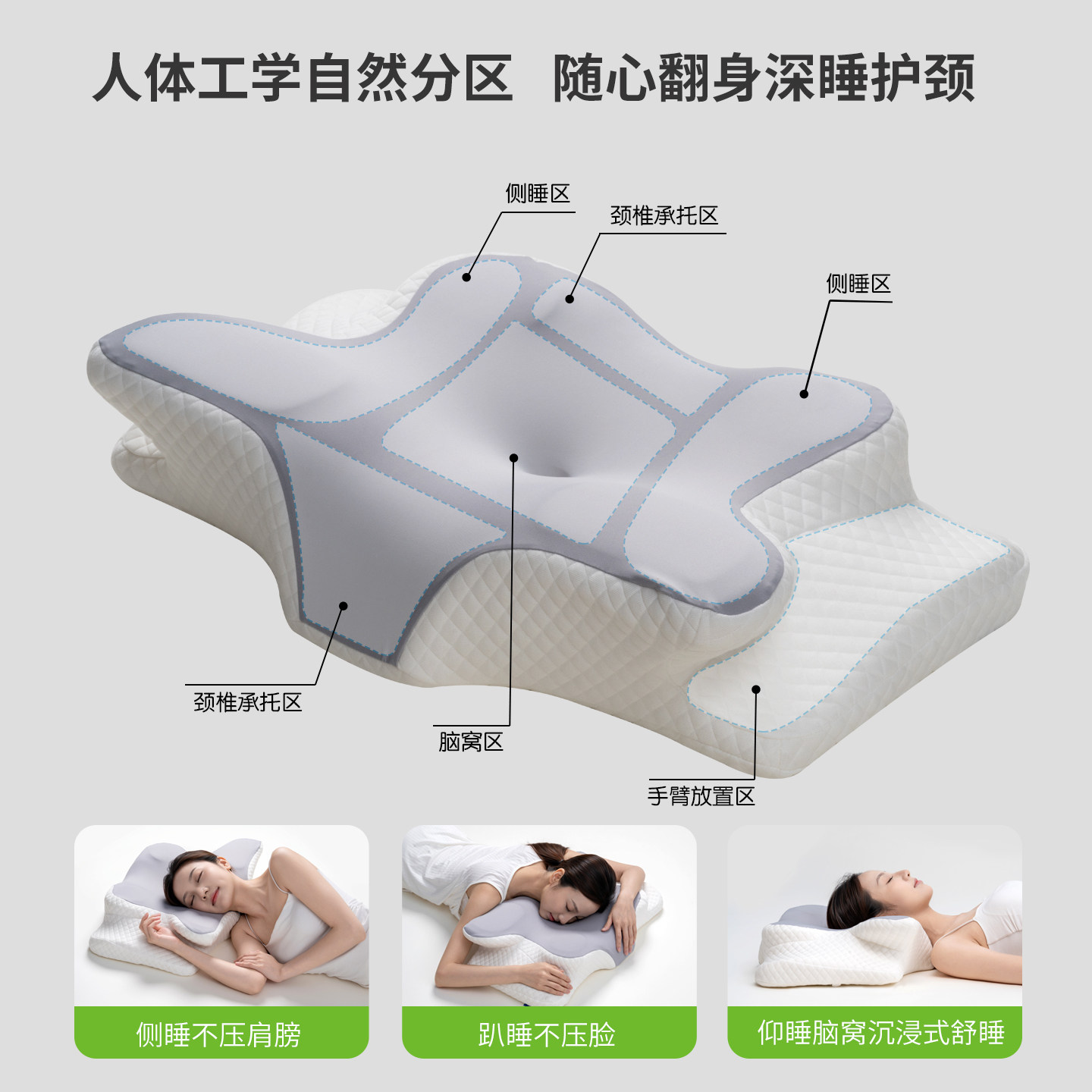 蝶形枕护颈椎助睡眠枕头记忆枕侧睡蝴蝶枕驼背枕芯人体工学护颈枕,淘宝优惠券,粉丝福利购,淘宝优惠卷