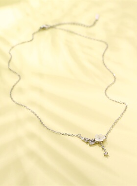 小众设计感锆山茶花项链