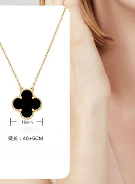 双面四叶草项链女大气锁骨链吊坠轻奢时尚气质钛钢闺蜜高级感红色