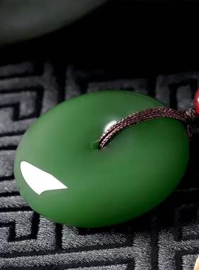 白玉色平安扣仿玉石吊坠金丝项链玉男款女款羊脂吊坠仿玉挂件项