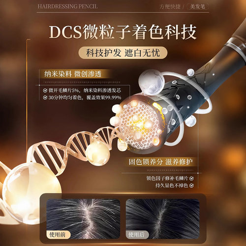 鱼子酱多肽美发笔植物纯遮白发神器不掉色补染发根官方旗舰店正品 - 图2