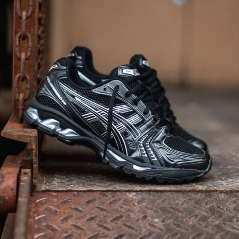 亚瑟士­虎Asics Gel-Kayano14男女网面跑步鞋白黑银1202A056-109