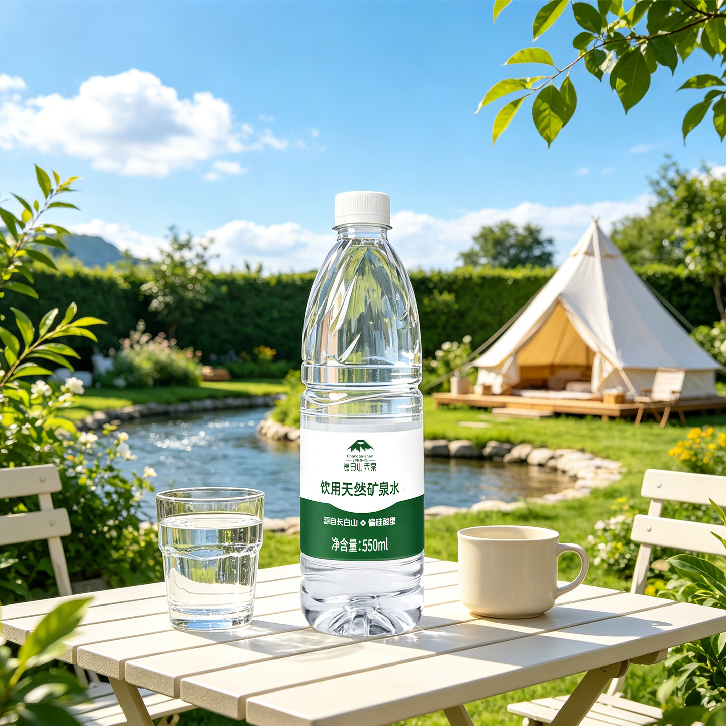 长白山天泉偏硅酸天然矿泉水550ml*12瓶*2件整箱家庭饮用水包邮