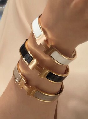 H扣H手镯小众设计气质优雅百搭时尚珐琅复古礼品女玫瑰金黄金