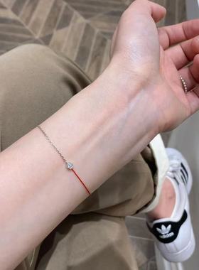 redline手链法国红绳手链半绳半链圆钻小红绳手链本命年转运手绳