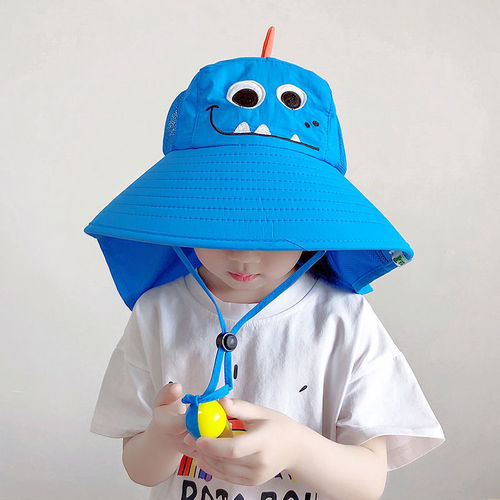 儿童防晒帽女童男孩2024年夏季防紫外线宝宝太阳帽渔夫帽遮阳防护