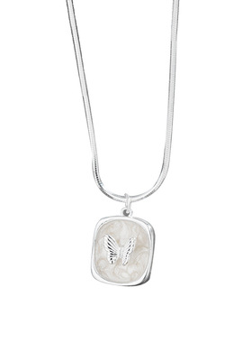 s925纯银方形油画滴胶项链女士韩国韩版蝴蝶蛇骨毛衣链精致高级感