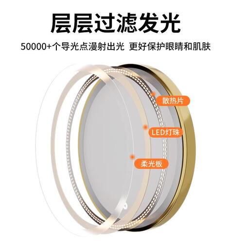 台式智能镜镜子带灯家用梳妆台学生桌面ins梳妆镜化妆可调节温馨 - 图2