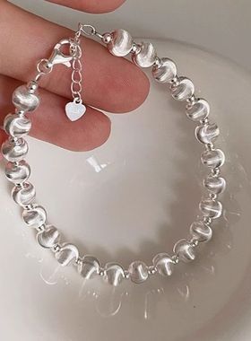 S925纯银拉丝镭射猫眼珠手链手饰