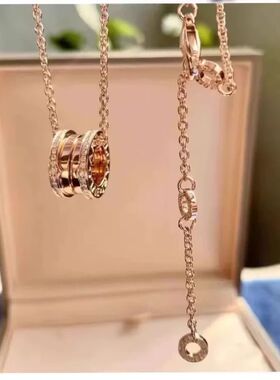 新款项链慈善款玫瑰金小蛮腰黑陶瓷弹簧钛钢百搭情人节礼物轻奢