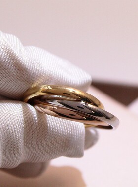 三环三色戒指钛钢18k玫瑰金欧美时尚潮流不锈钢情侣对戒指环