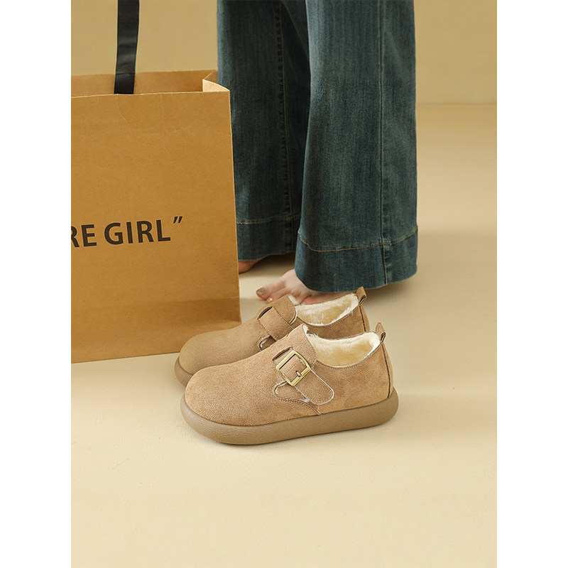 赵露思同款加绒勃肯鞋女鞋冬季一脚蹬平底休闲鞋软底豆豆鞋单鞋,淘宝优惠券,粉丝福利购,淘宝优惠卷