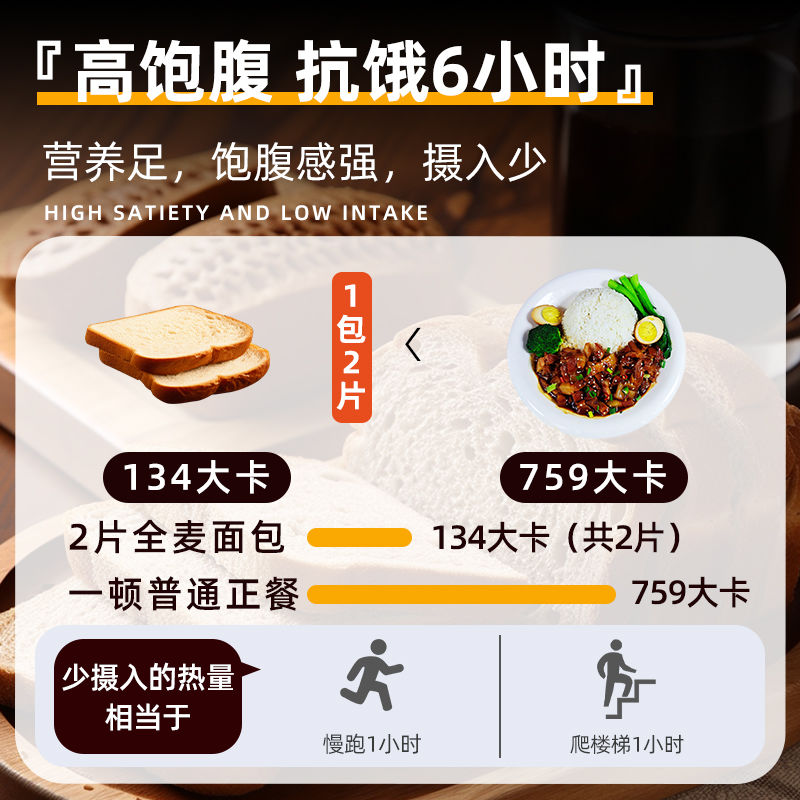 0脂肪全麦面包无糖精整箱粗粮黑麦代餐饱腹食品减低脂早餐吐司片 - 图1