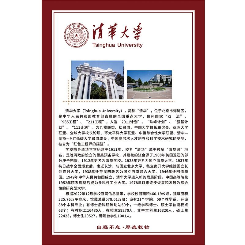 中国大学励志海报名校分布图挂画名校简介墙贴985211介绍教室布置-图3