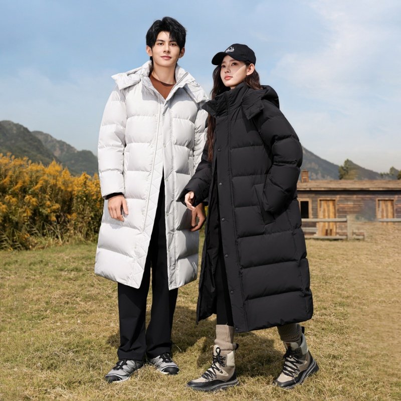 羽绒服OVJF2025新款男女中长款过膝保暖户外冬季连帽防寒防风外套,淘宝优惠券,粉丝福利购,淘宝优惠卷