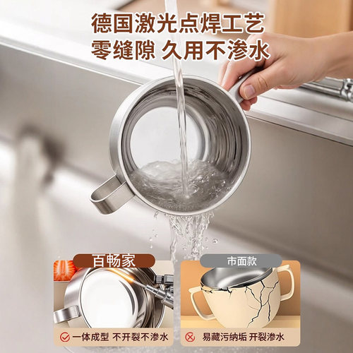 宝宝吸盘碗食品级316L不锈钢儿童吃饭专用碗家用双层防摔防烫餐具 - 图1