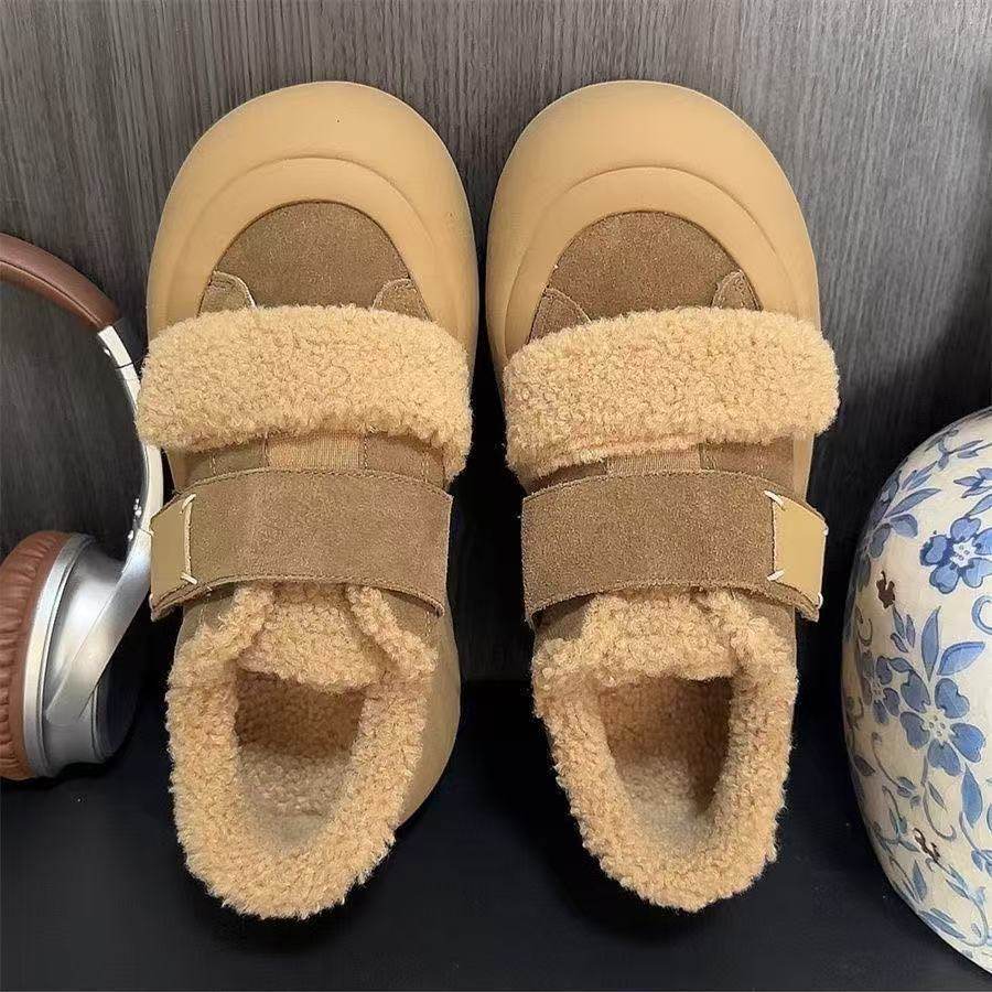 TvAj秋冬加绒魔术贴2025年新款厚底板鞋百搭毛毛鞋子外穿面包鞋,淘宝优惠券,粉丝福利购,淘宝优惠卷