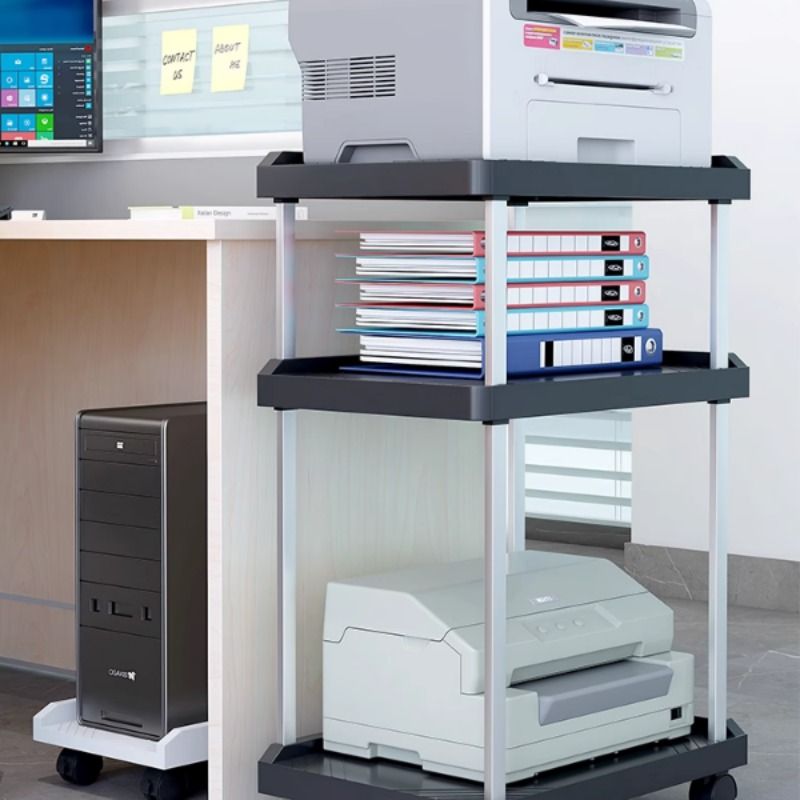 Removable computer host bracket Office printer rack Small wheeled desktop chassis storage bracket