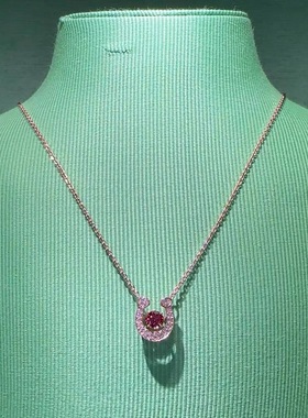 跳动的心项链女款镀18K金本命年红运马蹄红绳手绳情人礼物不掉色