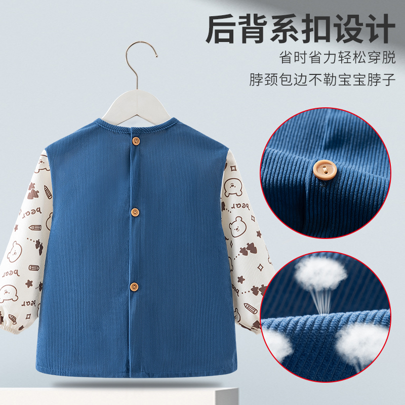 Baby smock, children's autumn and winter outer wear, men's bib, reverse dressing, waterproof, anti-dirty, baby food supplement rice pocket