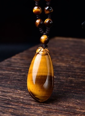 虎眼石水滴吊坠项链复古项链礼物