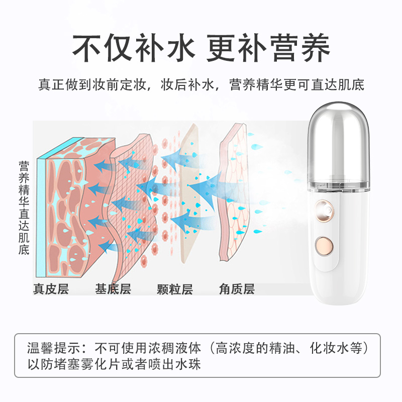 补水仪纳米喷雾器注氧脸部保湿小型蒸脸器冷喷手持加湿美容仪家用-图2