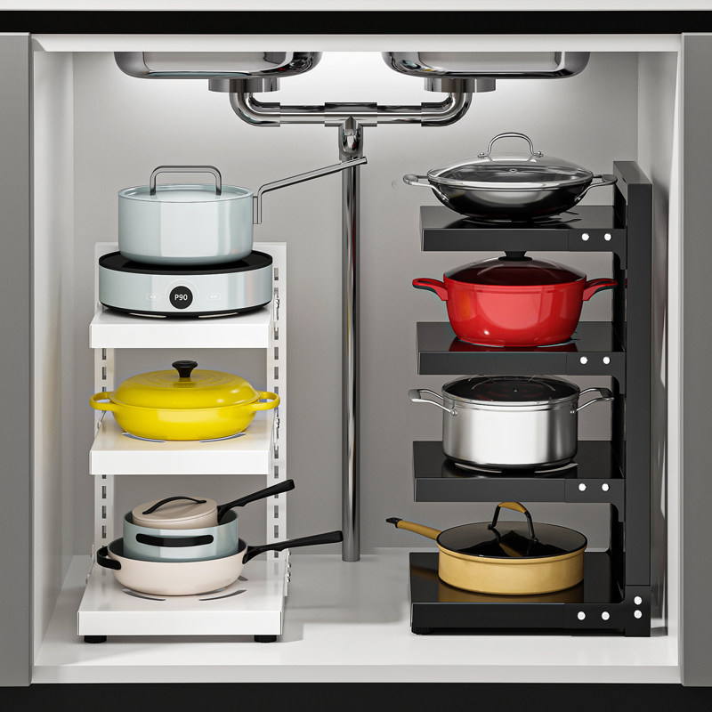 厨房置物架可调节多层锅架台面橱柜下水槽锅具收纳架水槽下省空间,淘宝优惠券,粉丝福利购,淘宝优惠卷