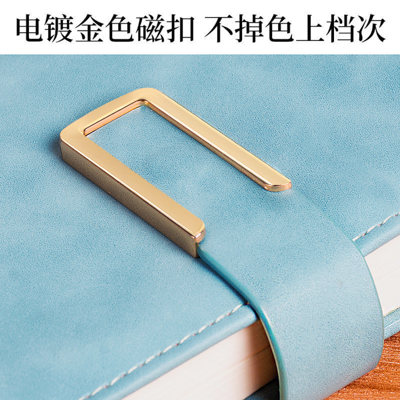 笔记本子加厚带扣皮质记事本商务人士简约大学生a5会议记录本文艺精致复古日记本办公用超厚工作厚本子皮面