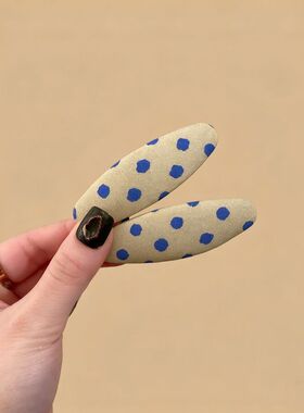 韩系复古撞色波点发夹女
