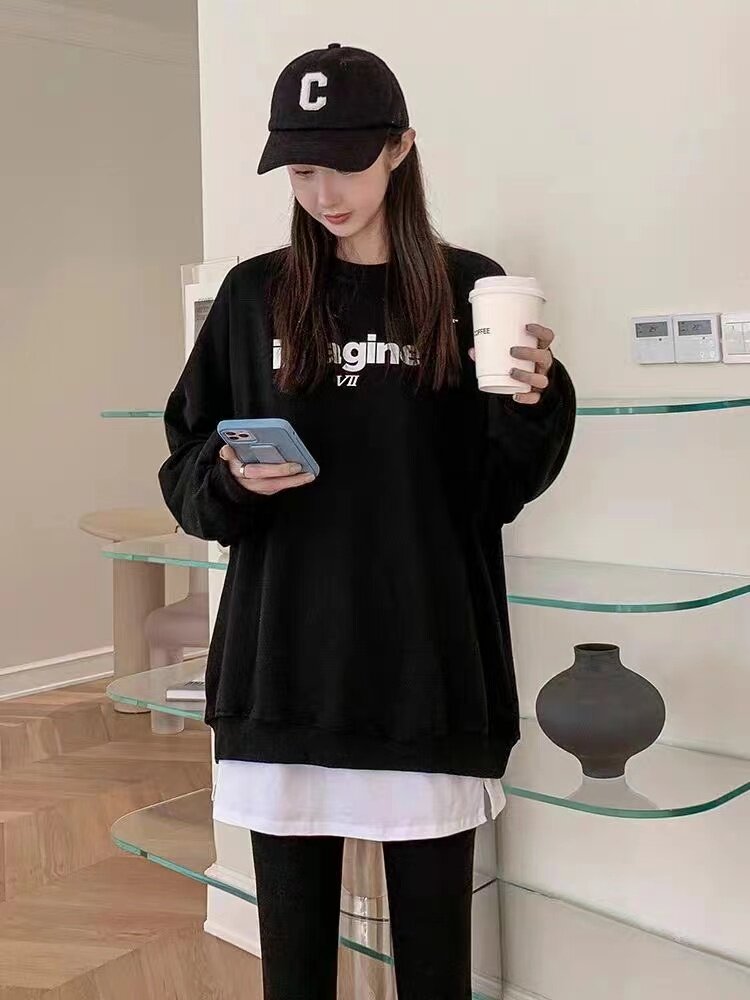 纯棉小屁帘T恤卫衣打底内搭神器秋冬季假两件下摆遮屁股半身裙女